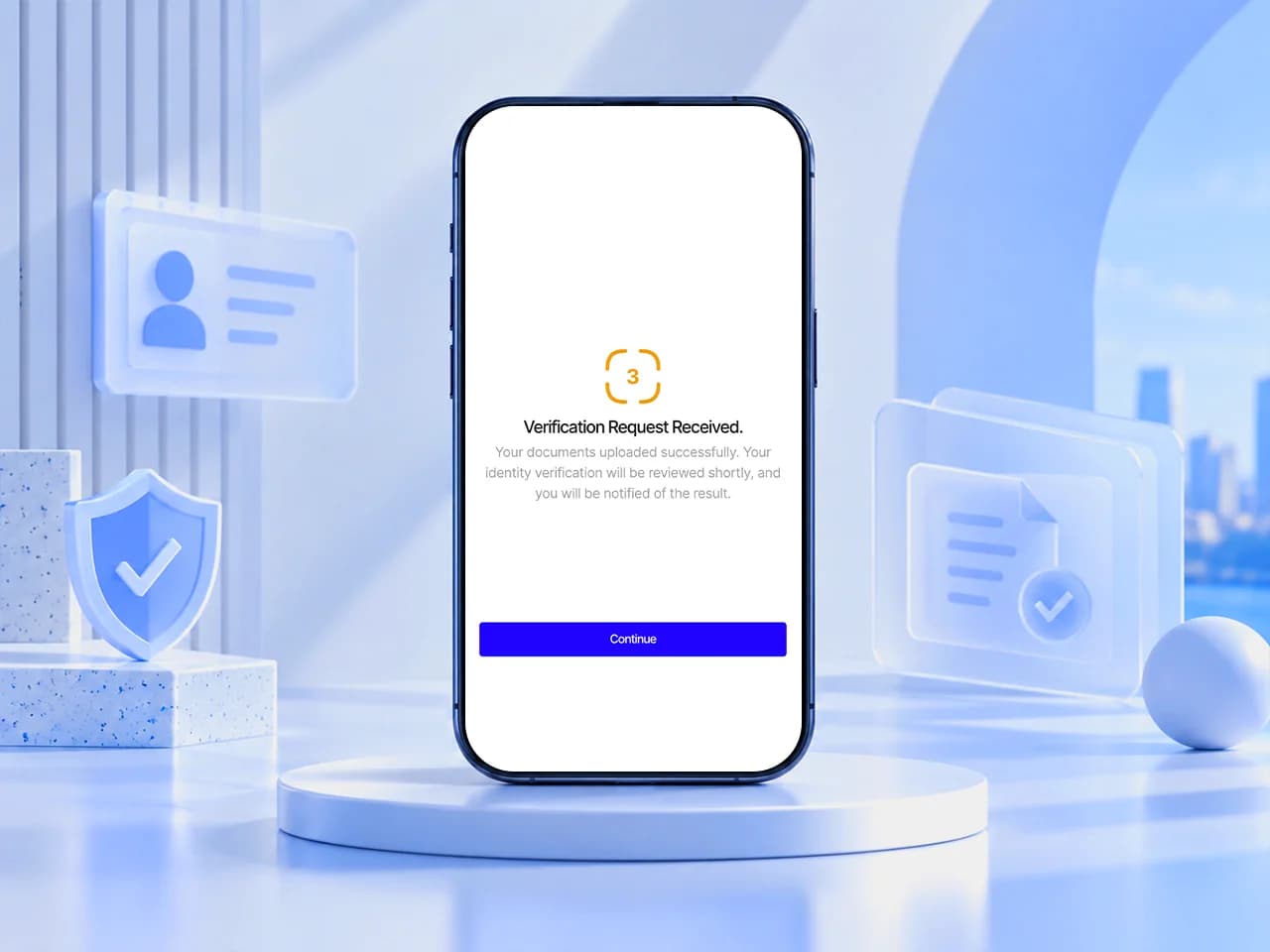 Result screen confirming the verification request was received